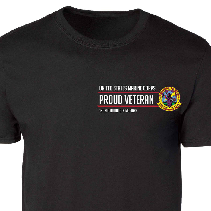 1st Battalion 9th Marines Proud Veteran Patch Graphic T-shirt - SGT GRIT