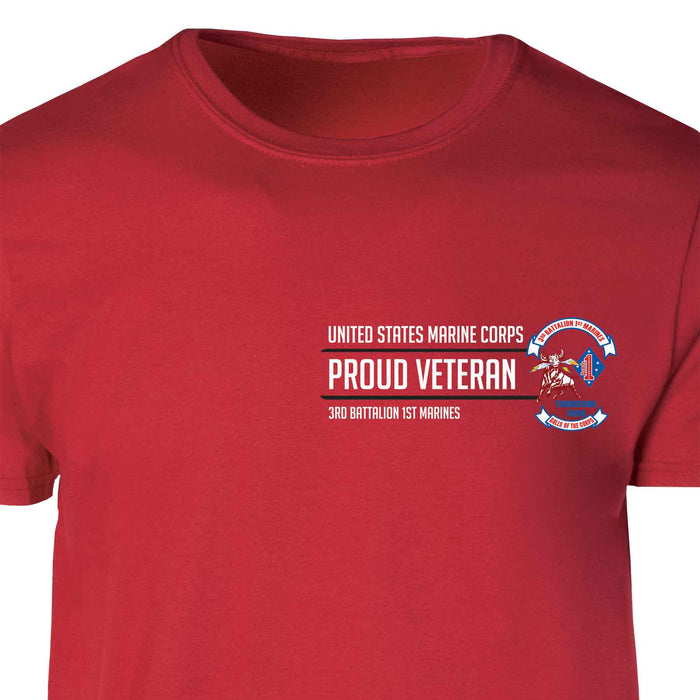3rd Battalion 1st Marines Proud Veteran Patch Graphic T-shirt - SGT GRIT