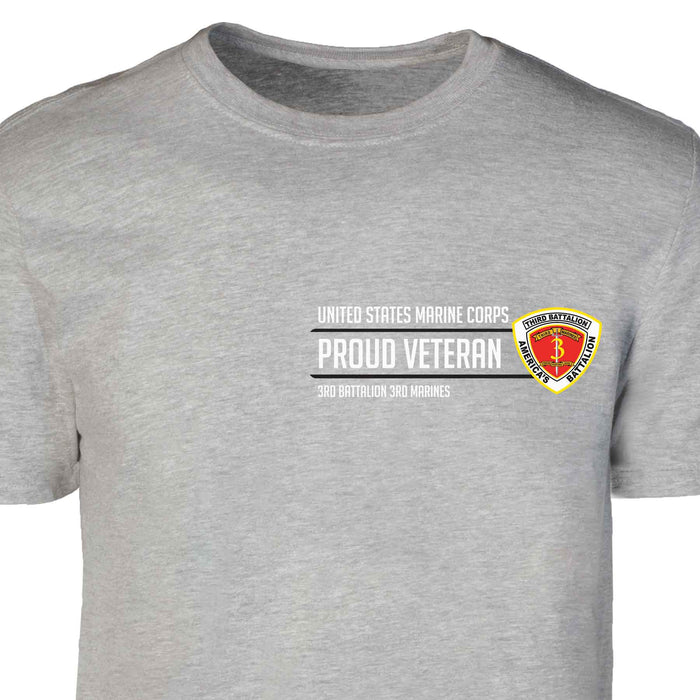 3rd Battalion 3rd Marines Proud Veteran Patch Graphic T-shirt - SGT GRIT