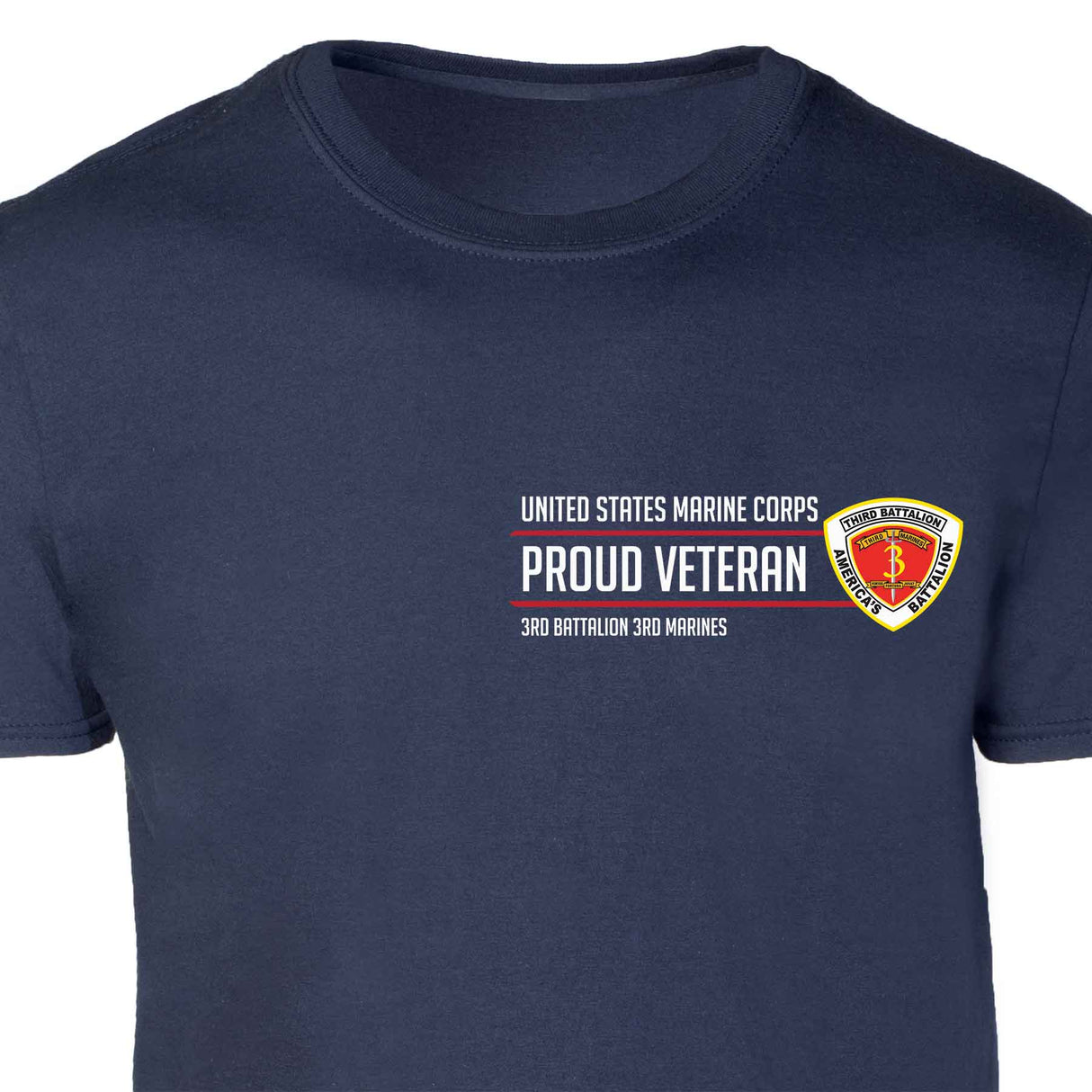 3rd Battalion 3rd Marines Proud Veteran Patch Graphic T-shirt - SGT GRIT