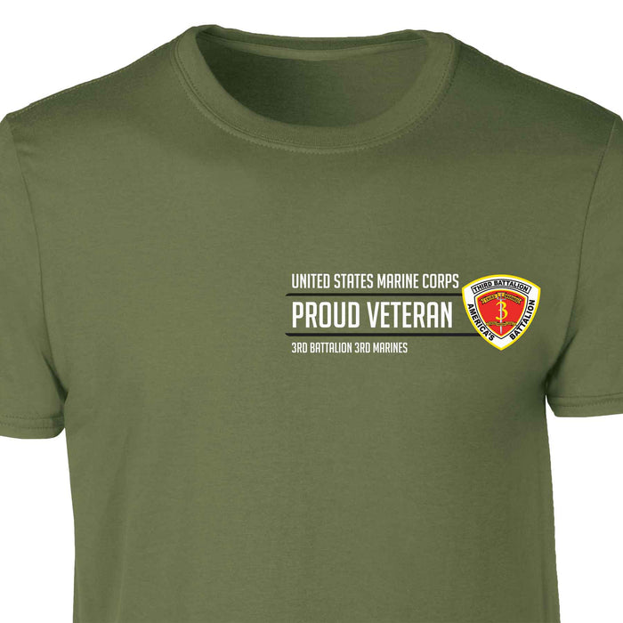 3rd Battalion 3rd Marines Proud Veteran Patch Graphic T-shirt - SGT GRIT