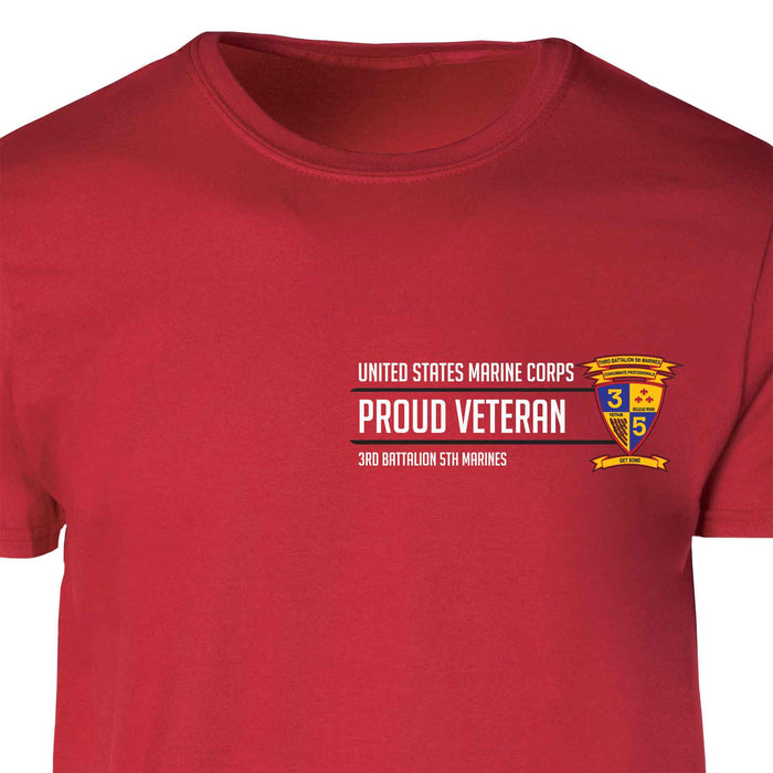 3rd Battalion 5th Marines Proud Veteran Patch Graphic T-shirt - SGT GRIT