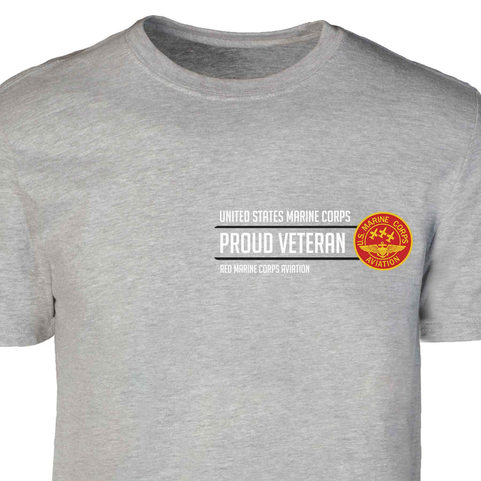 Red Marine Corps Aviation Proud Veteran Patch Graphic T-shirt - SGT GRIT