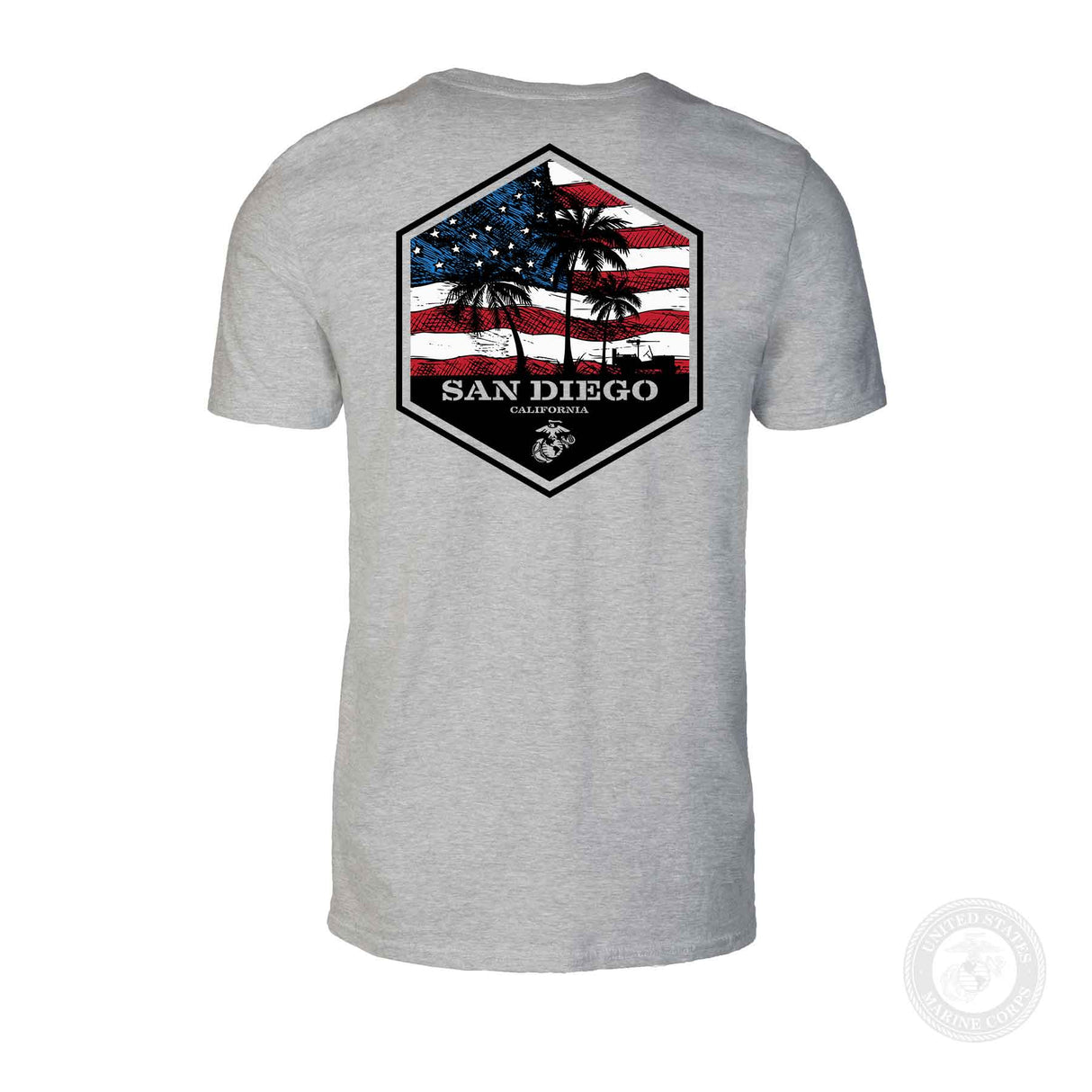 USMC Bootcamp Hexagon Back Design T-Shirt – Grey - SGT GRIT