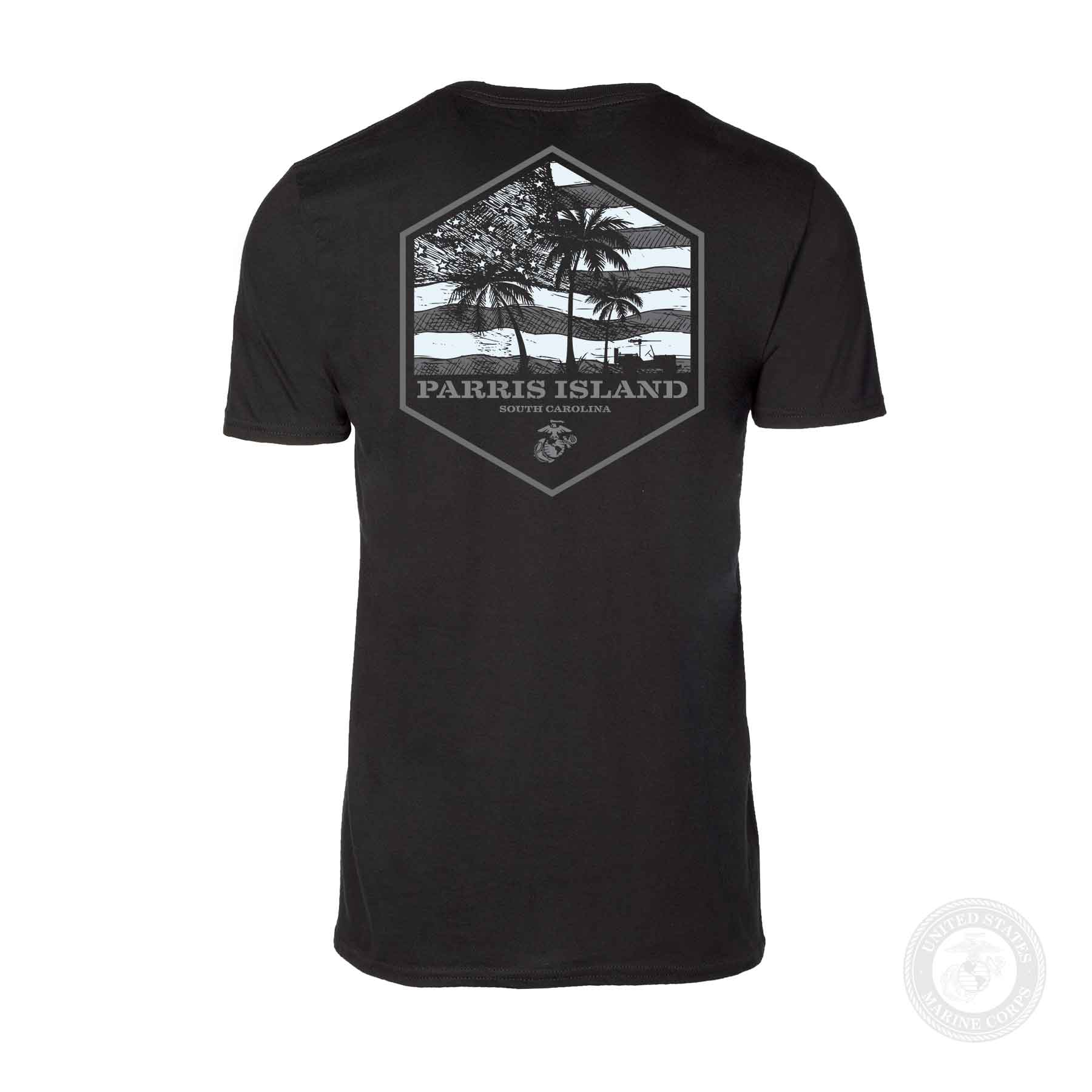 USMC Bootcamp Hexagon Back Design T-Shirt – Black – SGT GRIT