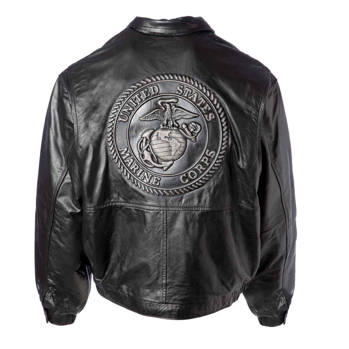 Embossed Black Leather Jacket - SGT GRIT