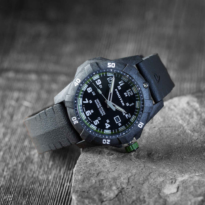 ProTek USMC Carbon Composite Dive Watch, black with green - SGT GRIT
