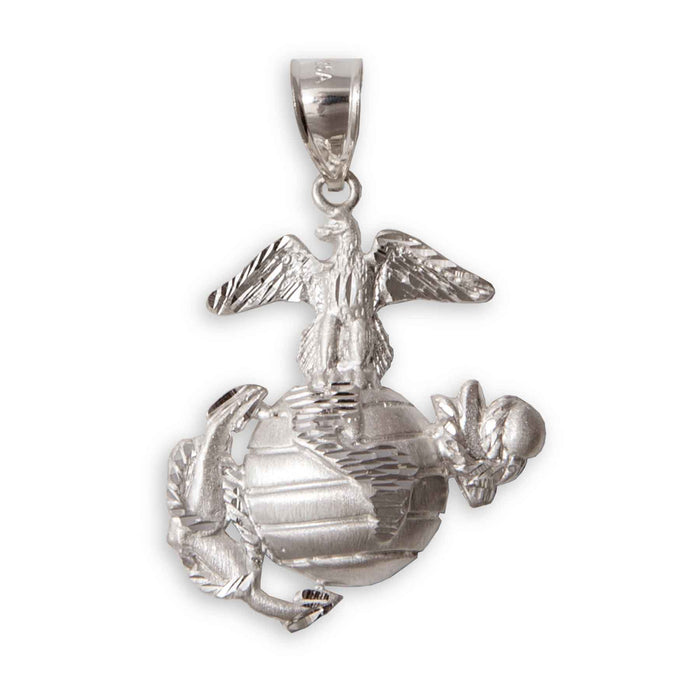 1" Eagle, Globe, and Anchor Pendant - Sterling Silver