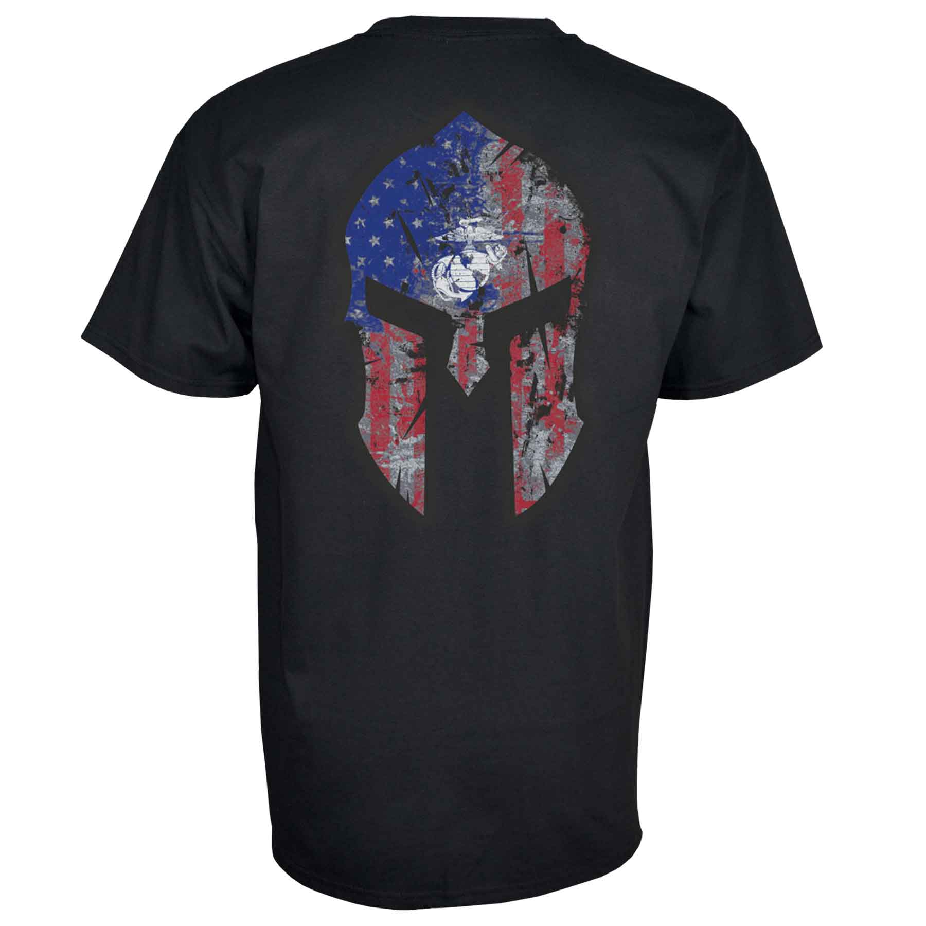 Men's Vintage Spartan Helmet Print T-Shirt – Black, Cotton, Round Neck