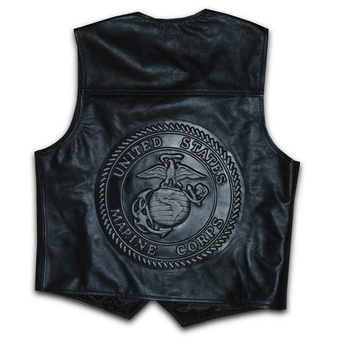 Embossed Black Leather Vest