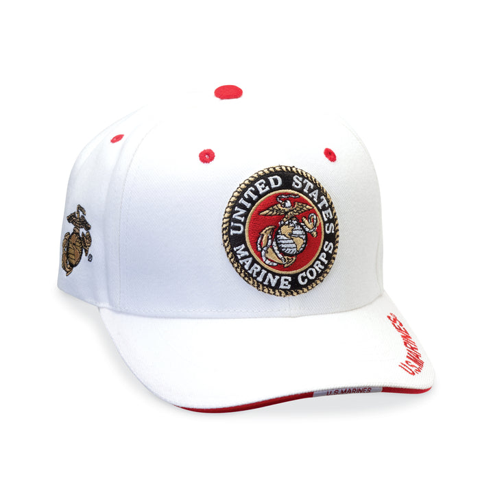 Marines Corps Logo Hat- Personalized- White - SGT GRIT