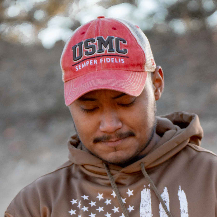 USMC Mesh Back Hat- Faded Black - SGT GRIT