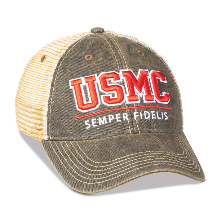 USMC Mesh Back Hat- Faded Black - SGT GRIT
