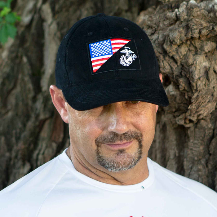 USA Flag Eagle, Globe, and Anchor Hat- Personalized- Black - SGT GRIT