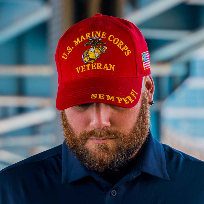 U.S. Marine Veteran Proudly Served Hat- Red - SGT GRIT