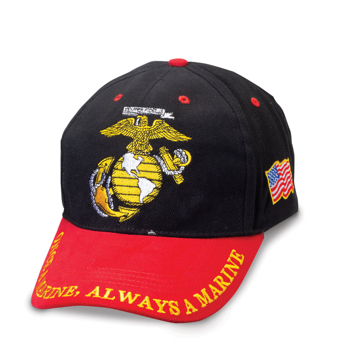 Once a Marine Always a Marine Hat- Black, Red, and Gold