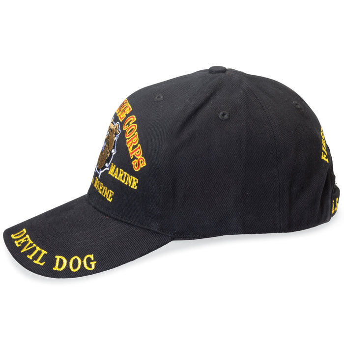 USMC Devil Dog Hat- Black - SGT GRIT