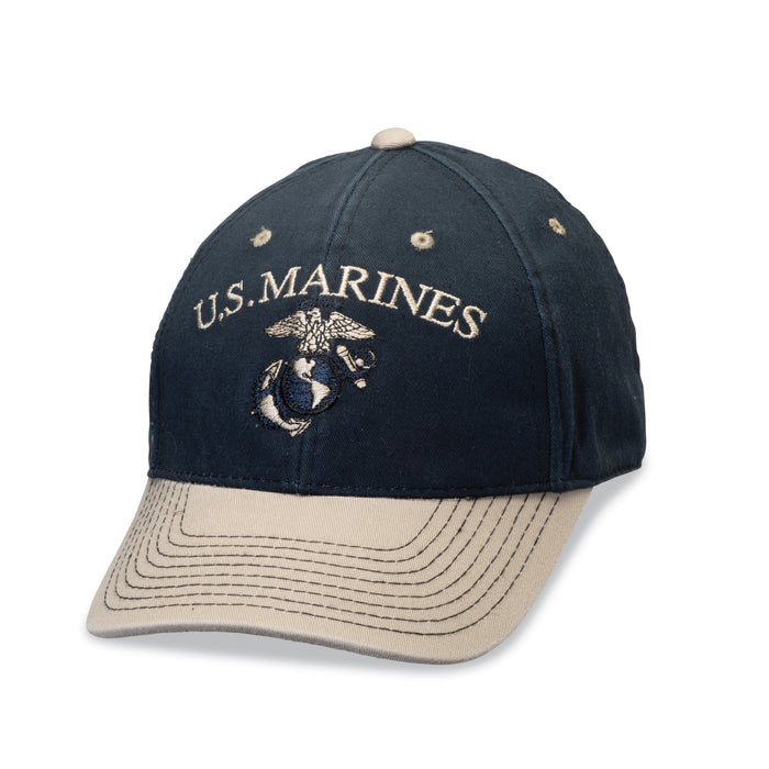 U.S. Marines Eagle, Globe, and Anchor Hat- Khaki and Black - SGT GRIT