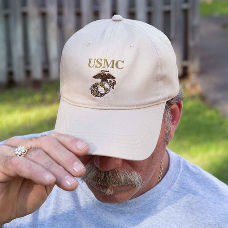 USMC Eagle, Globe, and Anchor Hat- Personalized – Khaki - SGT GRIT