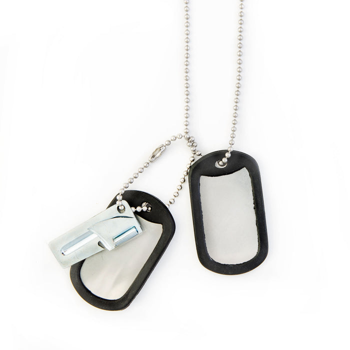 Paialco Stainless Steel Dog Tags Military Set Complete with Chains & Black  Silencers