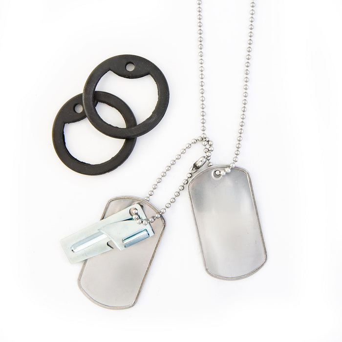 Stainless Steel Dull Finish Dog Tags with FREE P38 Can Opener