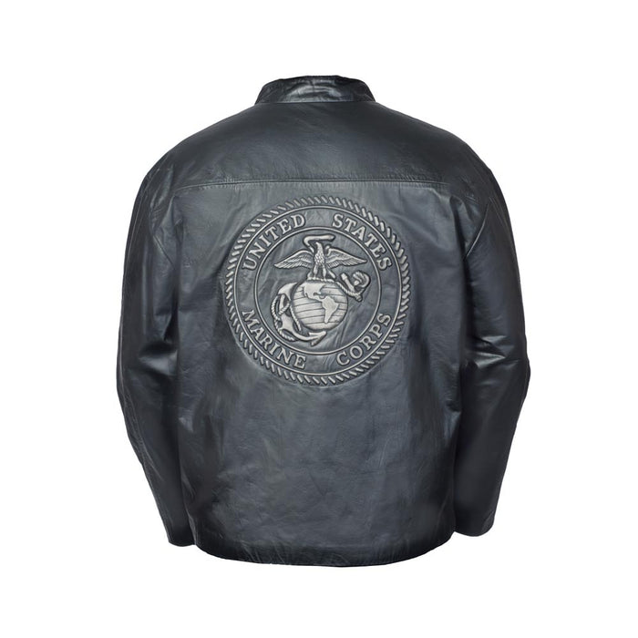 Black Leather Embossed Jacket - SGT GRIT