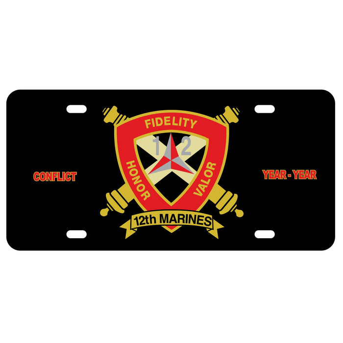 12th Marines Regimental (Alternate Design) License Plate - SGT GRIT