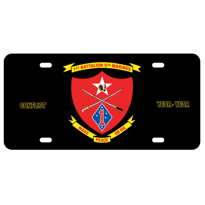 1st Battalion 5th Marines License Plate - SGT GRIT