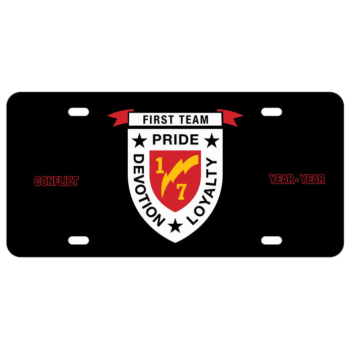 1st Battalion 7th Marines License Plate - SGT GRIT