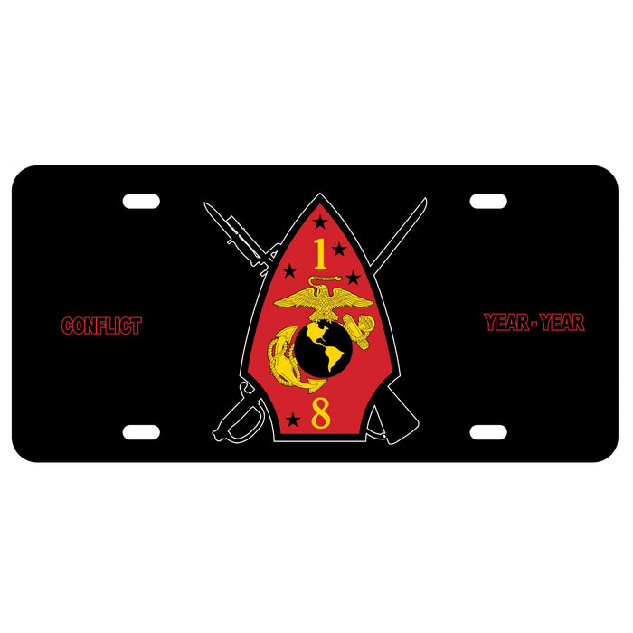 1st Battalion 8th Marines License Plate - SGT GRIT