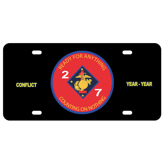2nd Battalion 7th Marines License Plate - SGT GRIT