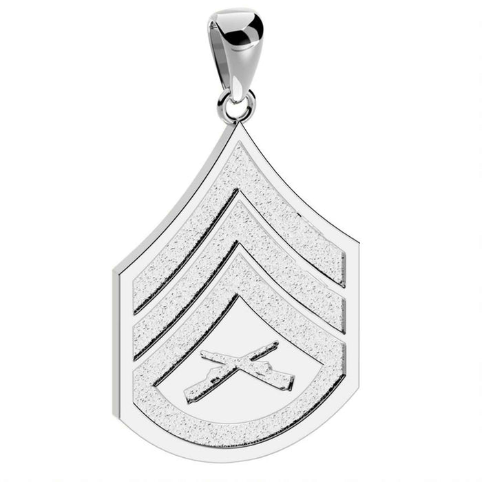 3/4" Staff Sergeant Rank Pendant - Sterling Silver