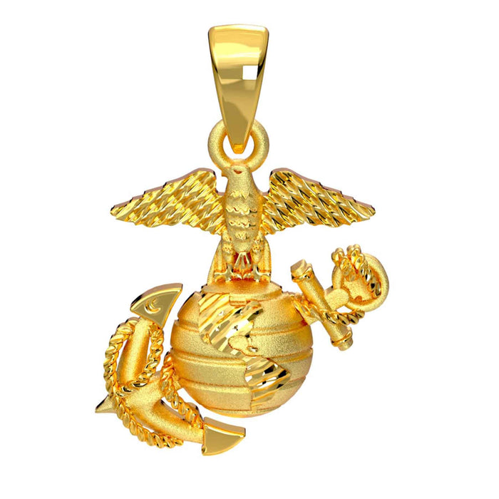 ½" Eagle, Globe, and Anchor Pendant - 10k Gold