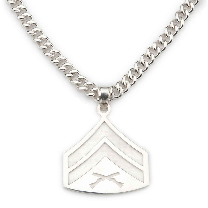 1-3/8" Corporal Rank Pendant With Curb Chain - SGT GRIT