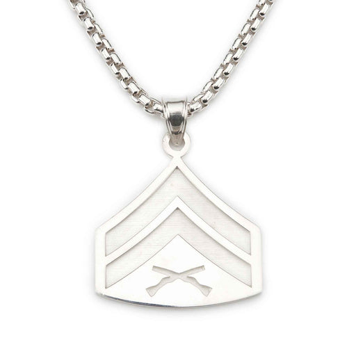 1-3/8" Corporal Rank Pendant With Box Chain - SGT GRIT