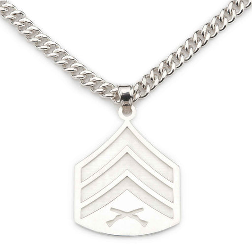 1-3/8" Sergeant Rank Pendant With Curb Chain - SGT GRIT