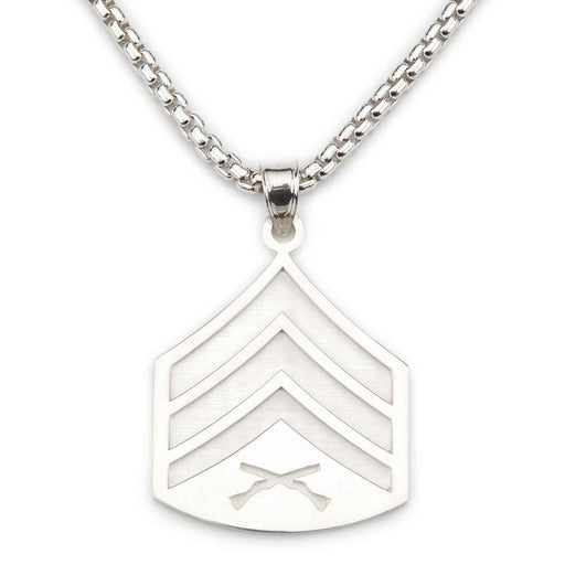 1-3/8" Sergeant Rank Pendant With Box Chain - SGT GRIT
