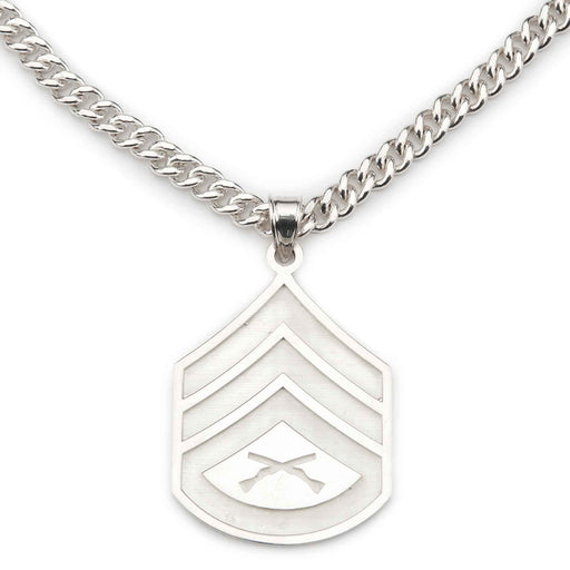 1-3/8" Staff Sergeant Rank Pendant With Curb Chain - SGT GRIT