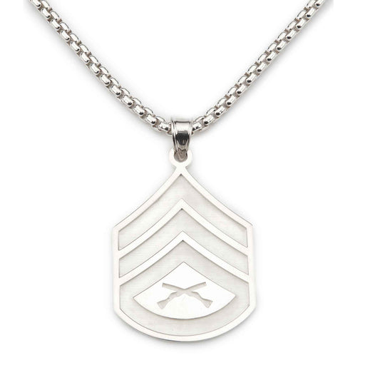 1-3/8" Staff Sergeant Rank Pendant With Box Chain - SGT GRIT