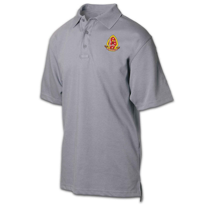 1st Battalion 2nd Marines Patch Golf Shirt Gray