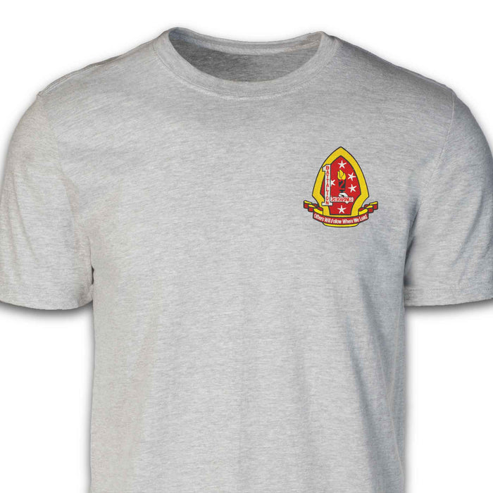 1st Battalion 2nd Marines Patch T-shirt Gray
