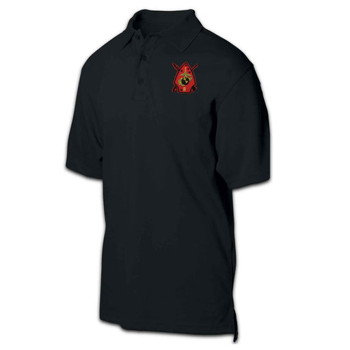 1st Battalion 8th Marines Patch Golf Shirt Black - SGT GRIT