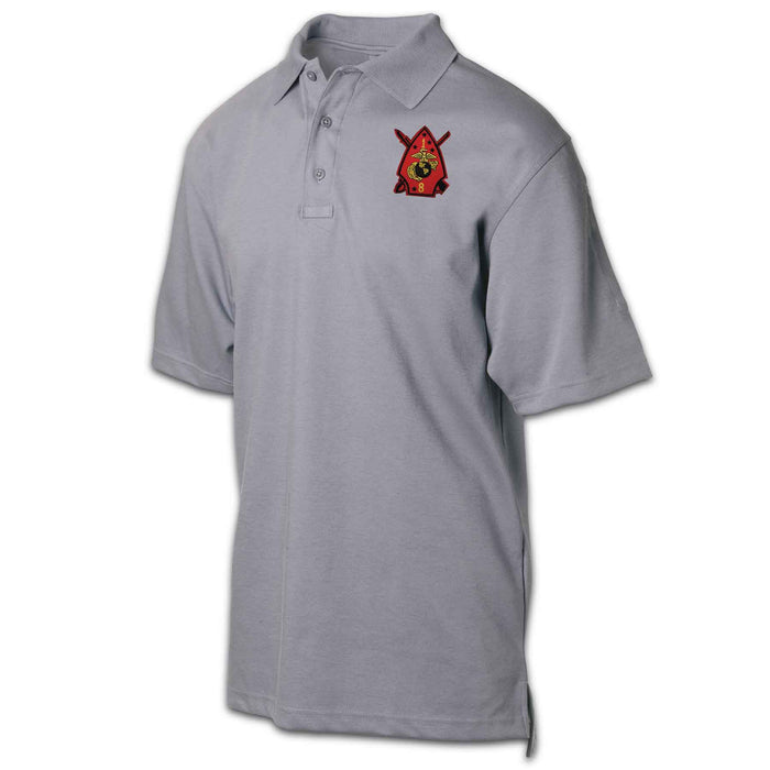 1st Battalion 8th Marines Patch Golf Shirt Gray - SGT GRIT