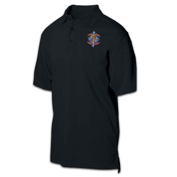 1st Battalion 4th Marines Patch Golf Shirt Black - SGT GRIT