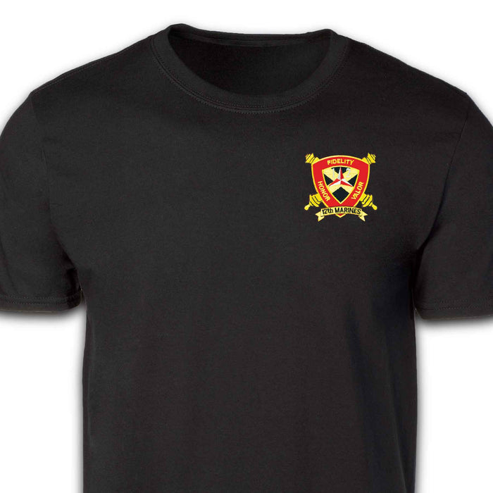 12th Marines Regimental Patch T-shirt Black - SGT GRIT