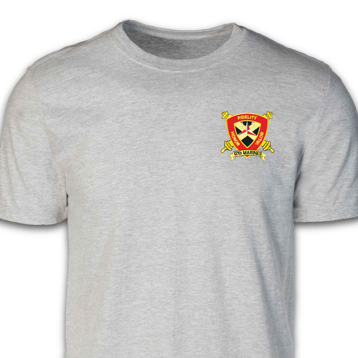 12th Marines Regimental Patch T-shirt Gray - SGT GRIT
