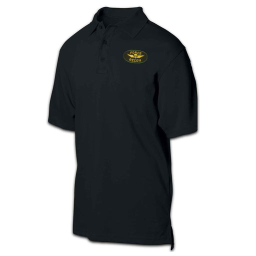 Force Recon Patch Golf Shirt Black - SGT GRIT