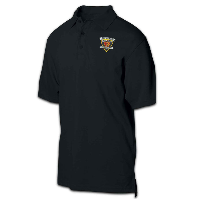 1st Battalion 3rd Marines Patch Golf Shirt Black