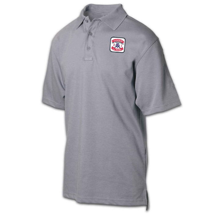 2nd Battalion 1st Marines Patch Golf Shirt Gray