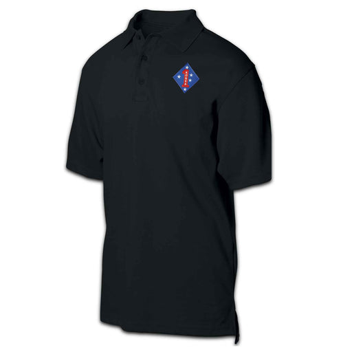 Korea - 1st Marine Division Patch Golf Shirt Black - SGT GRIT